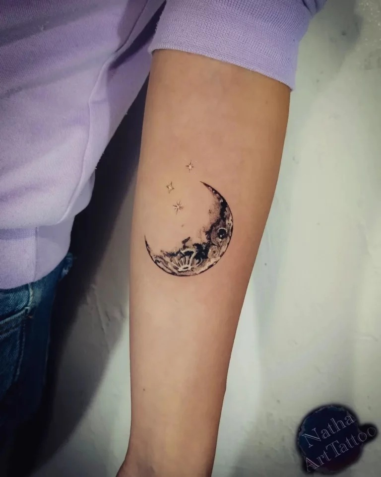 Crescent Moon Celestial Tattoo