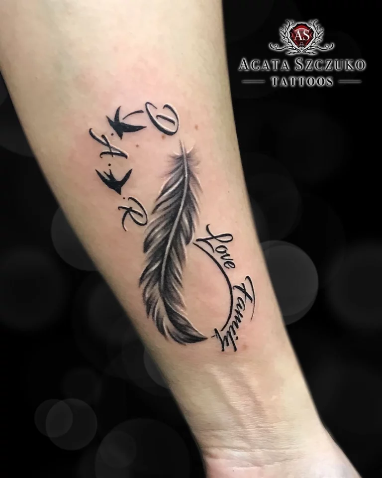 Feather Infinity Love Tattoo