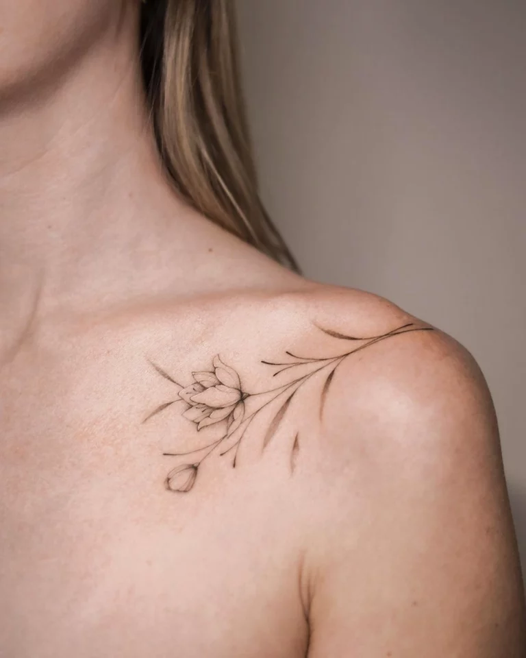 Minimalist Blossom Shoulder Tattoo