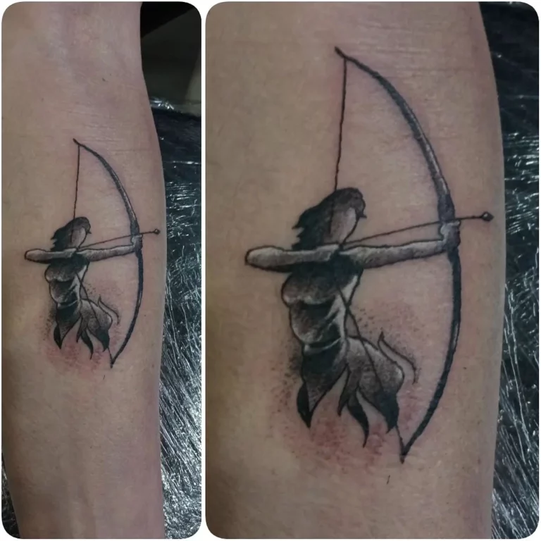 Silhouette Archer Leaves Tattoo