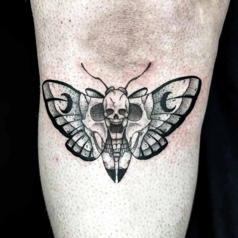 Skull Moth Transformation Tattoo