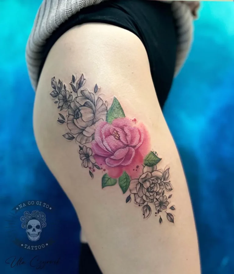 Blooming Watercolor Rose Tattoo