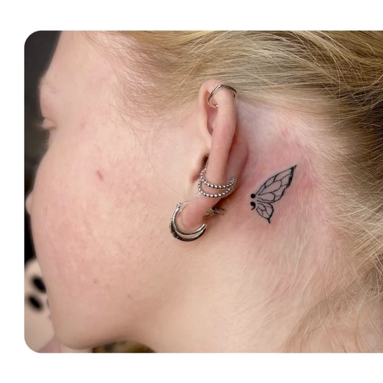 Butterfly Semicolon Strength Tattoo