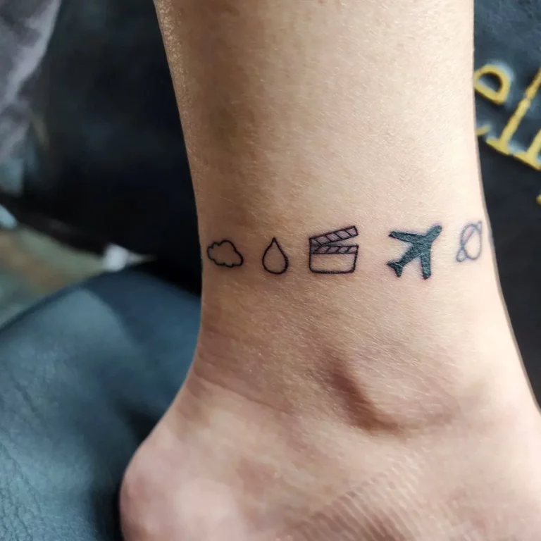 Cloud, Rain, Plane Minimalist Tattoo