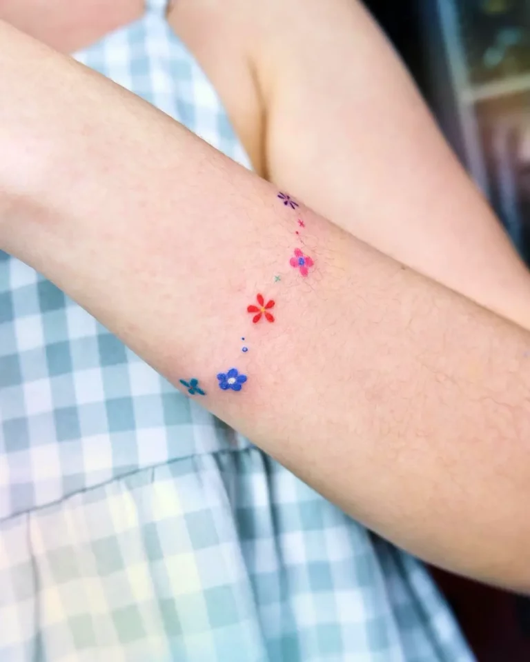 Delicate Floral Dots Tattoo