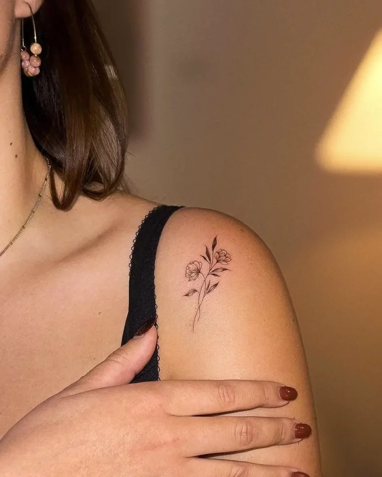 Elegant Floral Shoulder Tattoo