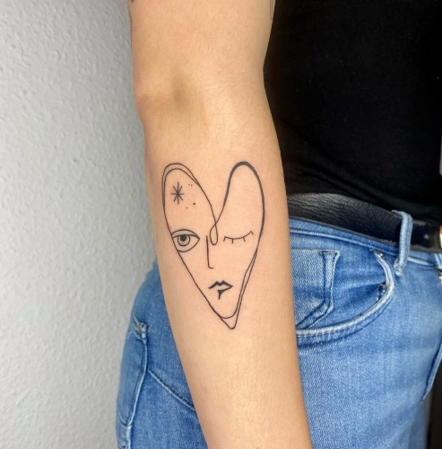 Emotional Faces Heart Tattoo