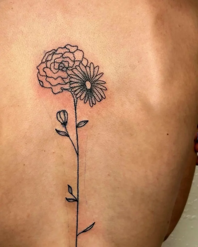 Energetic Blooms Spine Tattoo