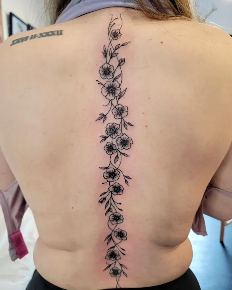 Floral Spine Energy Tattoo