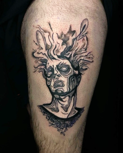 Fragmented Mind Flames Tattoo