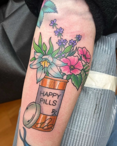 Happy Pills Blossom Tattoo