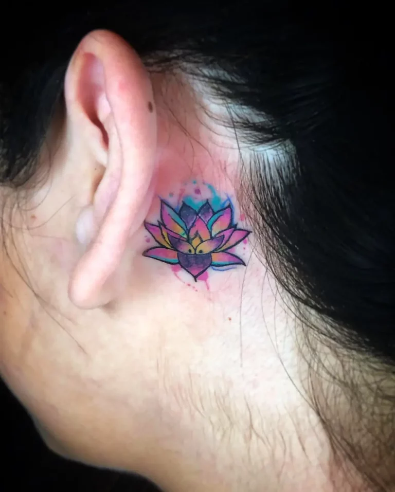 Lotus Watercolor Splash Tattoo