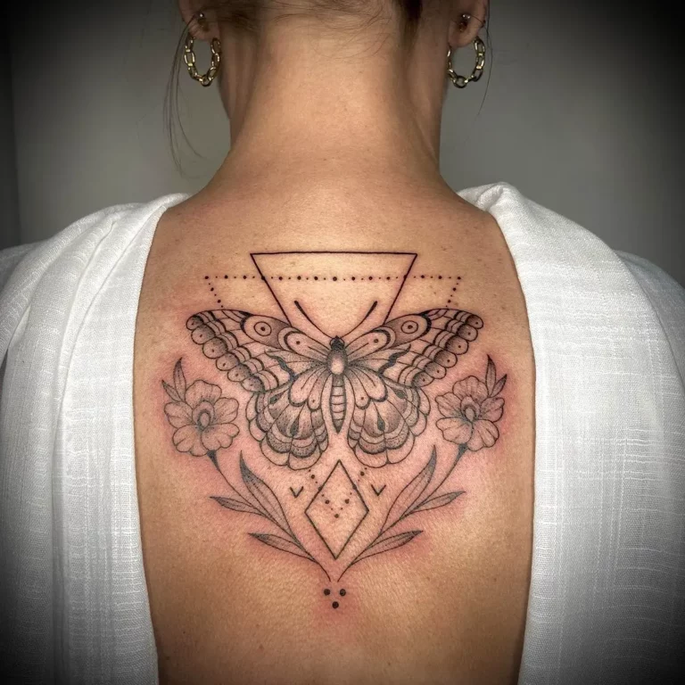 Moth Floral Symmetry Tattoo