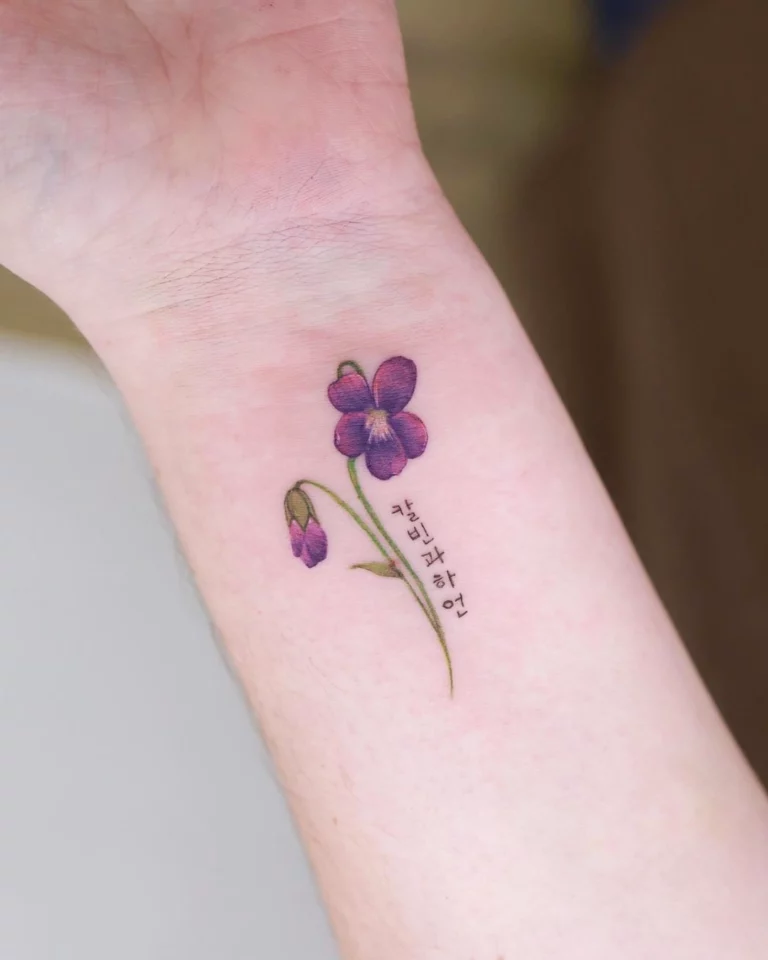 Purple Violet Script Tattoo