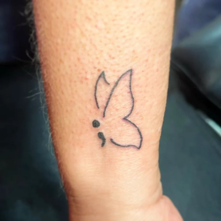 Semicolon Butterfly Strength Tattoo