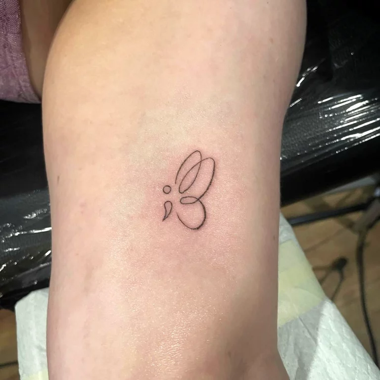 Semicolon Butterfly Symbol Tattoo