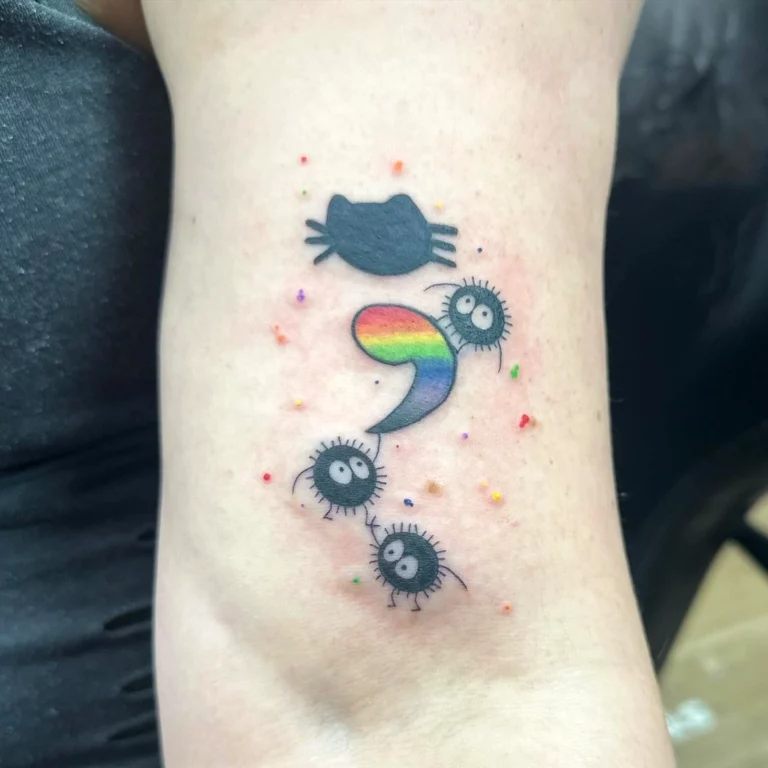 Semicolon Cat Whimsy Tattoo