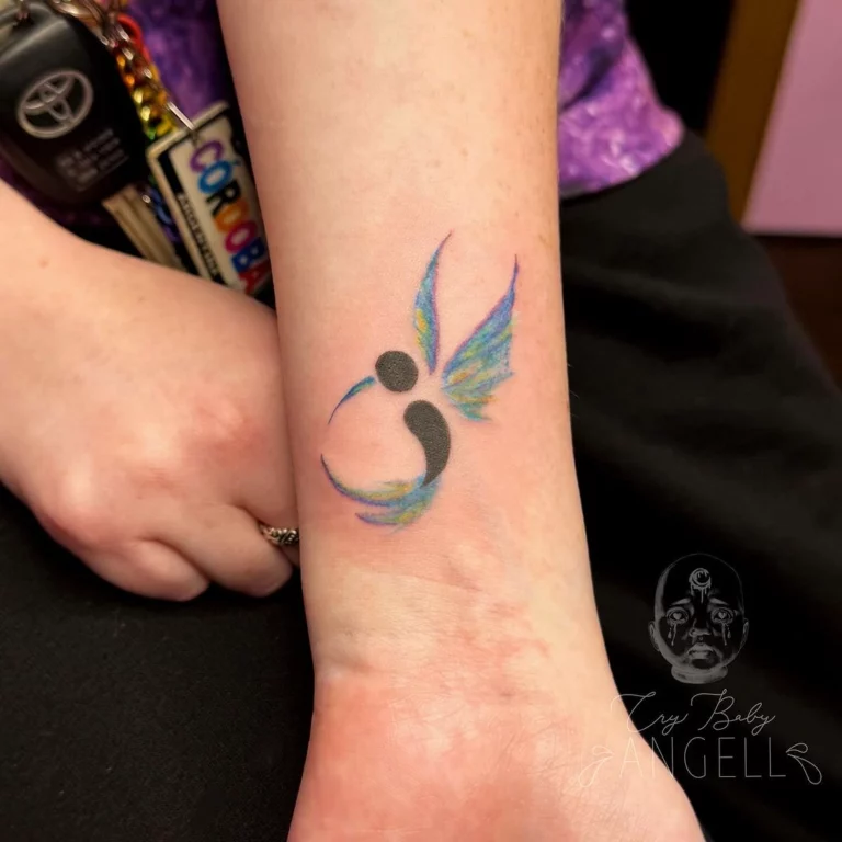 Semicolon Elegant Butterfly Tattoo