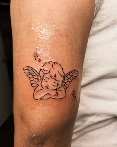 Serene Angel Sparkles Tattoo