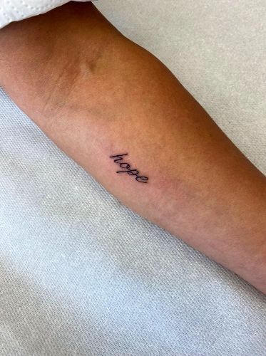 simplistic hope script tattoo