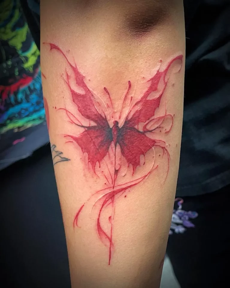 Splashed Watercolor Butterfly Tattoo