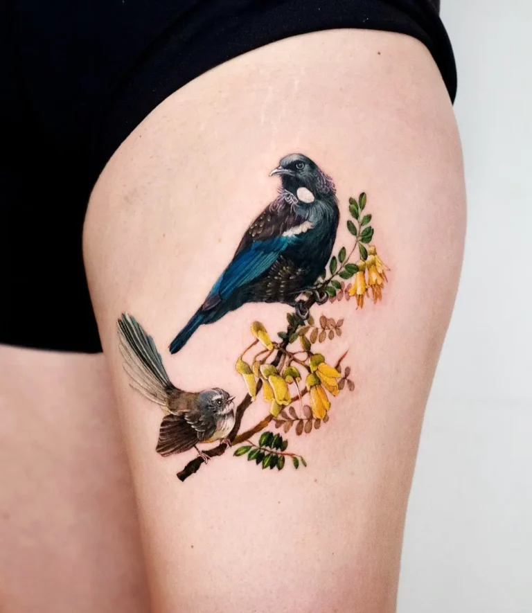 Vibrant Birds Watercolor Tattoo