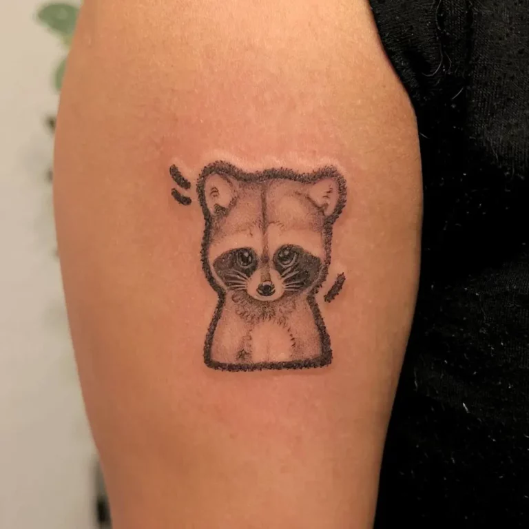 Whimsical Minimalist Raccoon Tattoo