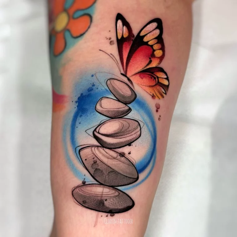 Balanced Butterfly Zen Tattoo