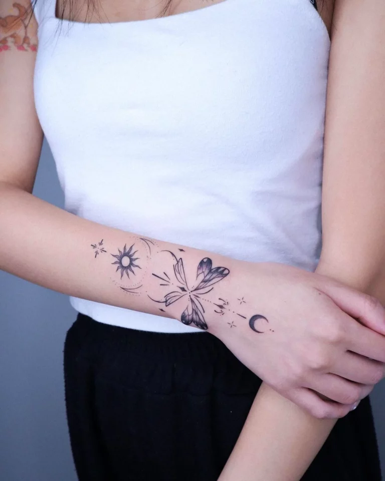 Butterfly Celestial Minimalist Tattoo