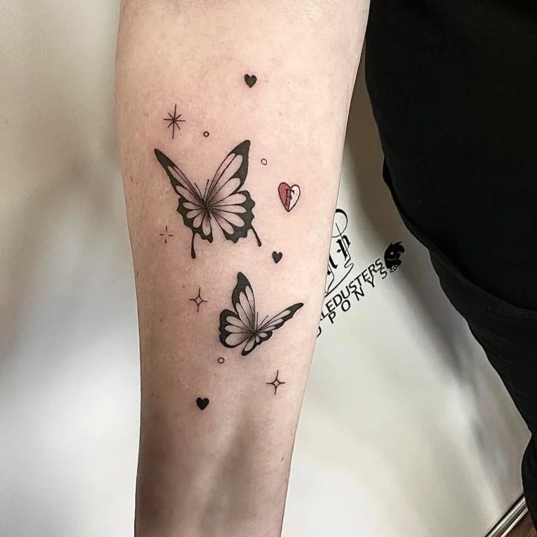 Butterfly Heart Stars Tattoo