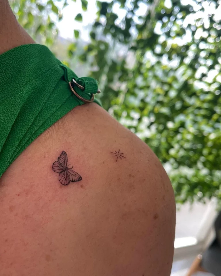 Butterfly Star Minimalist Tattoo