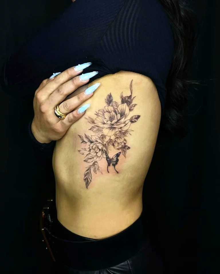 Elegant Floral Butterfly Tattoo