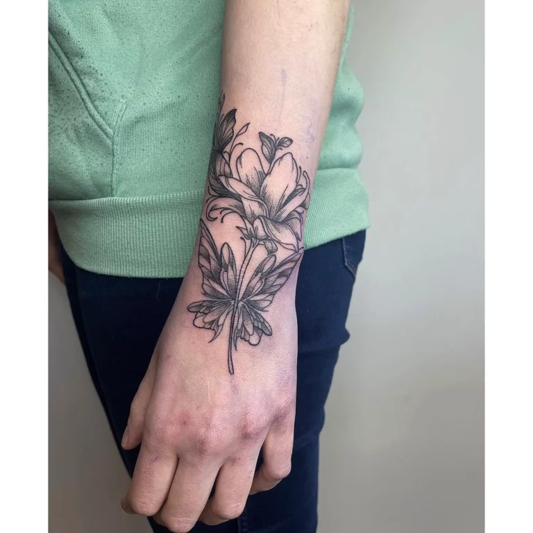 Elegant Floral Wrist Tattoo