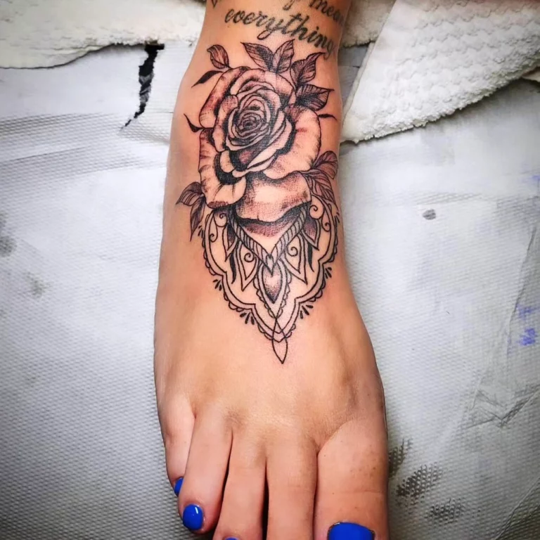 Floral Foot Ornamental Tattoo