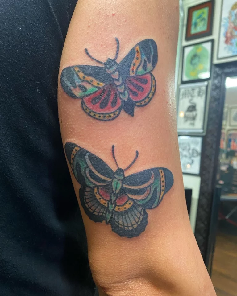 Vibrant Butterfly Symmetry Tattoo