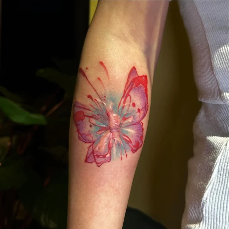 Vibrant Watercolor Butterfly Tattoo